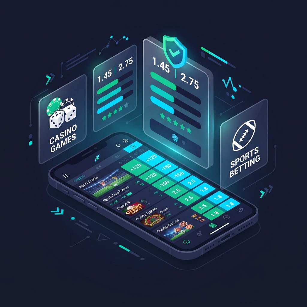 Illustration af sammenligning af betting og casino